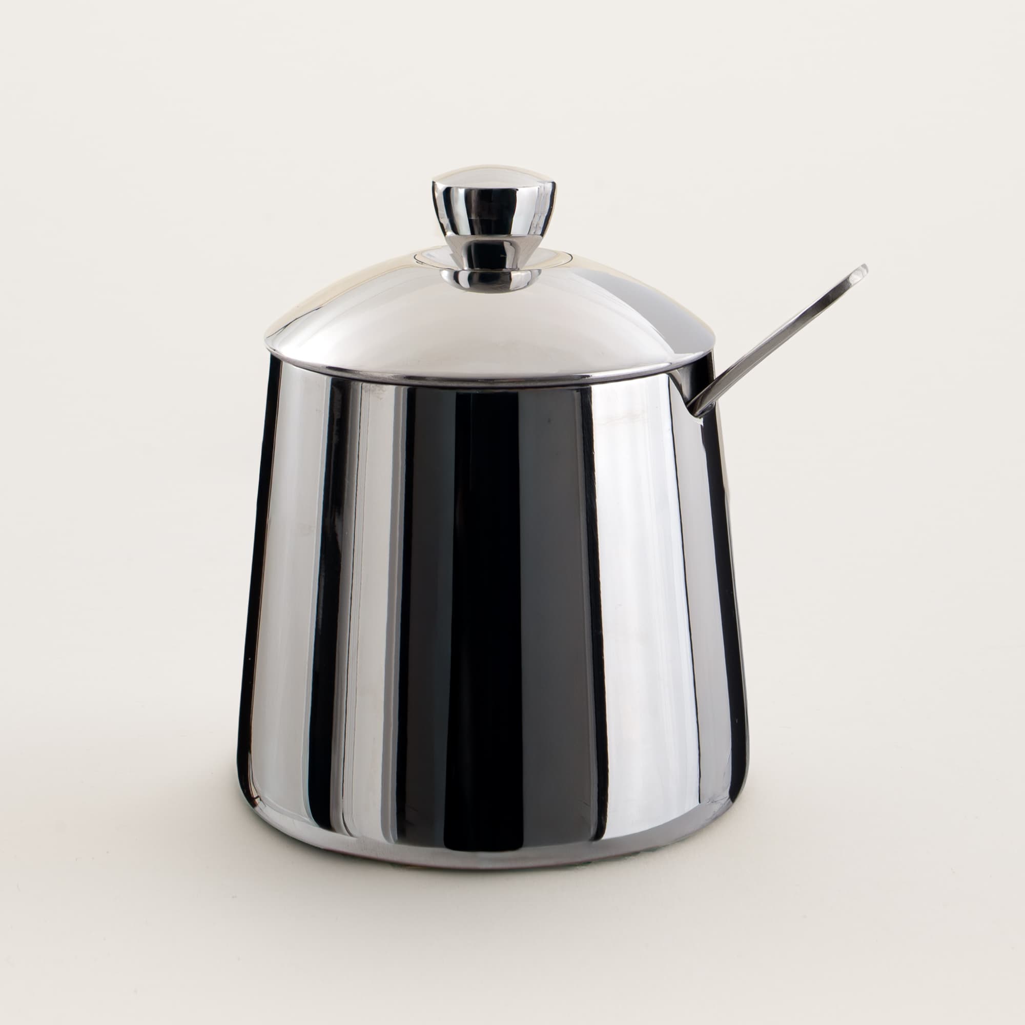 Polished Stainless Sugar Bowl and Spoon