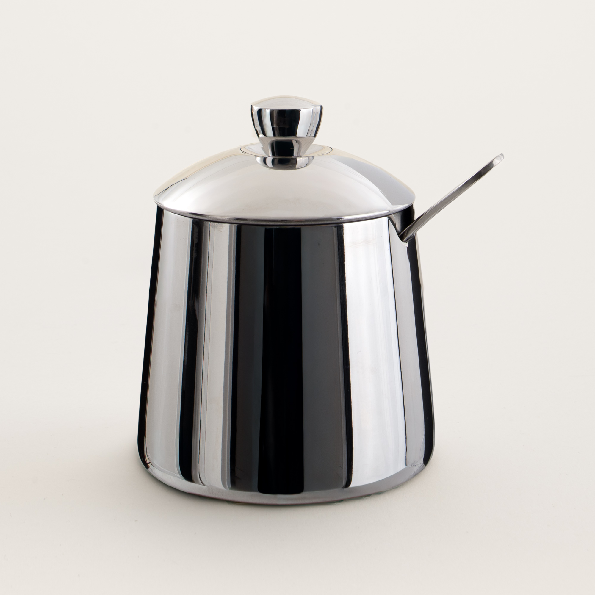 Polished Stainless Sugar Bowl and Spoon